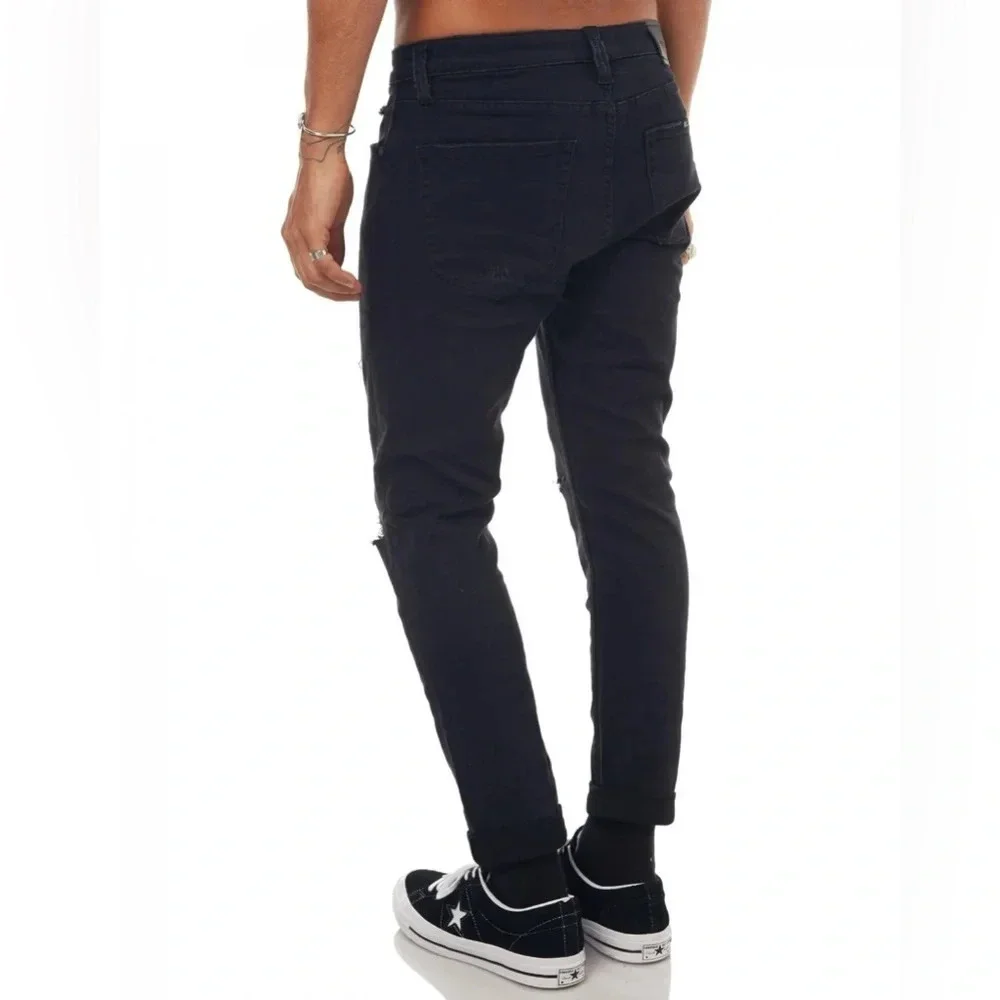 Rolla’s Stinger Slim Distressed Black Cropped Jeans Mens 32